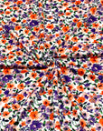 (DBP) PURPLE AND ORANGE FLOWERS ON OFF WHITE