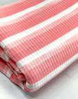 (RIB) OFF WHITE AND LIGHT CORAL STRIPES