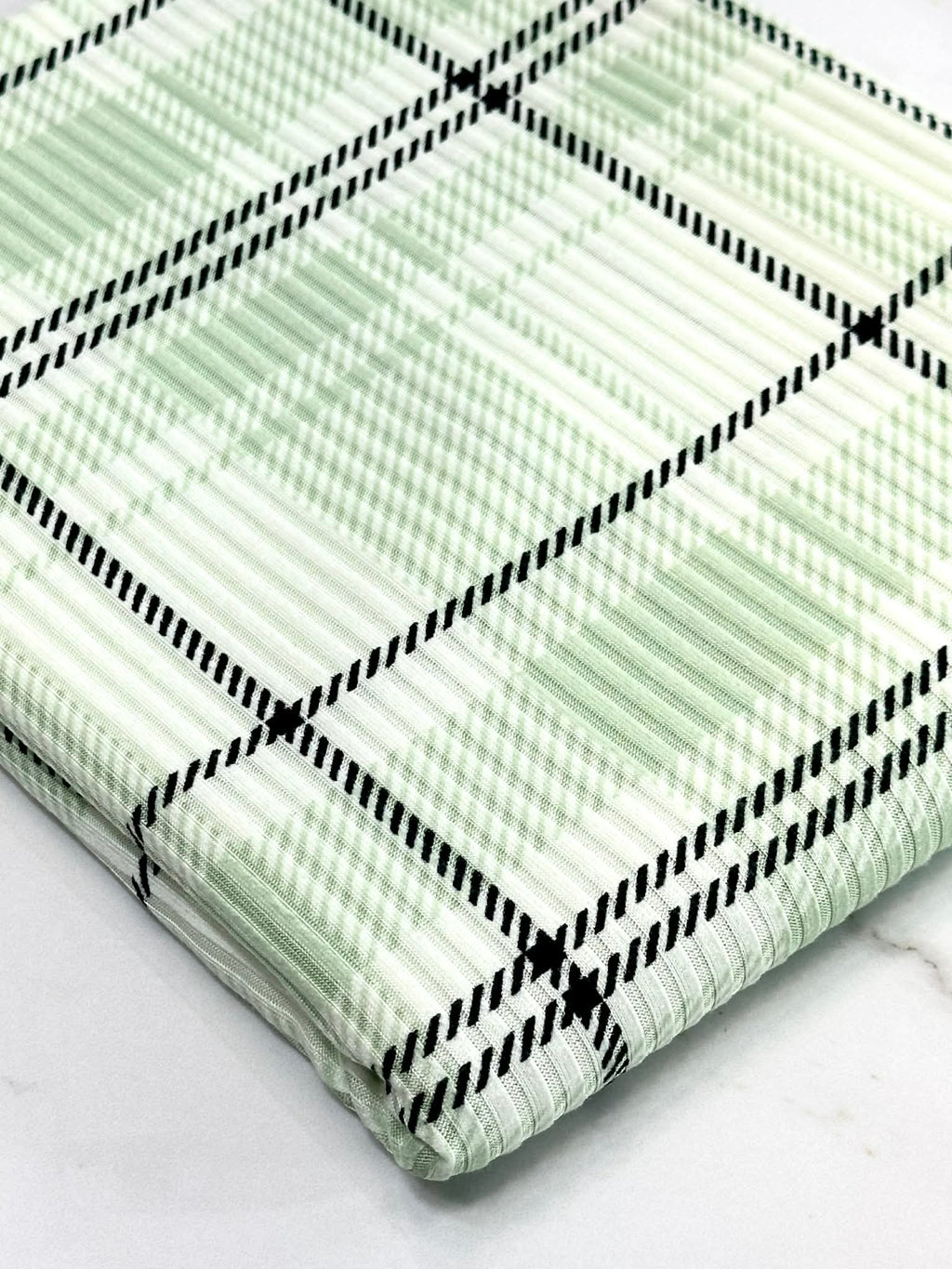 (4X2 YUMMY RIB) LIGHT SAGE AND BLACK PLAID