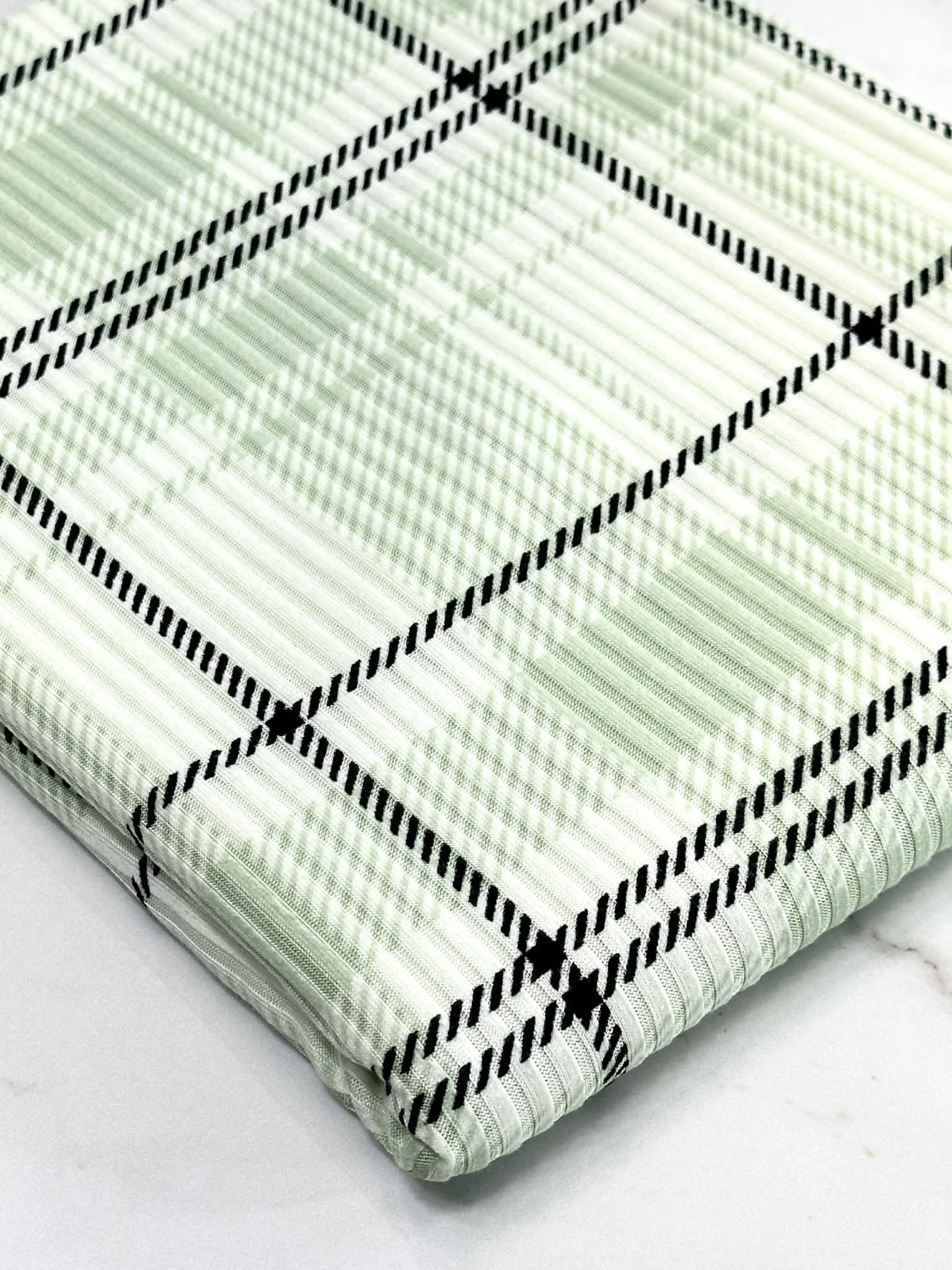 (4X2 YUMMY RIB) LIGHT SAGE AND BLACK PLAID