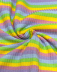 (RIB) GREEN, YELLOW, PINK, LILAC, AND BLUE STRIPES