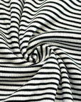 (RIB) BLACK THIN STRIPES ON IVORY