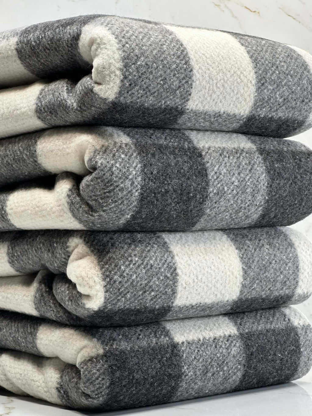 (BRUSHED HACCI) BLACK, GRAY, AND OFF WHITE PLAID (1)