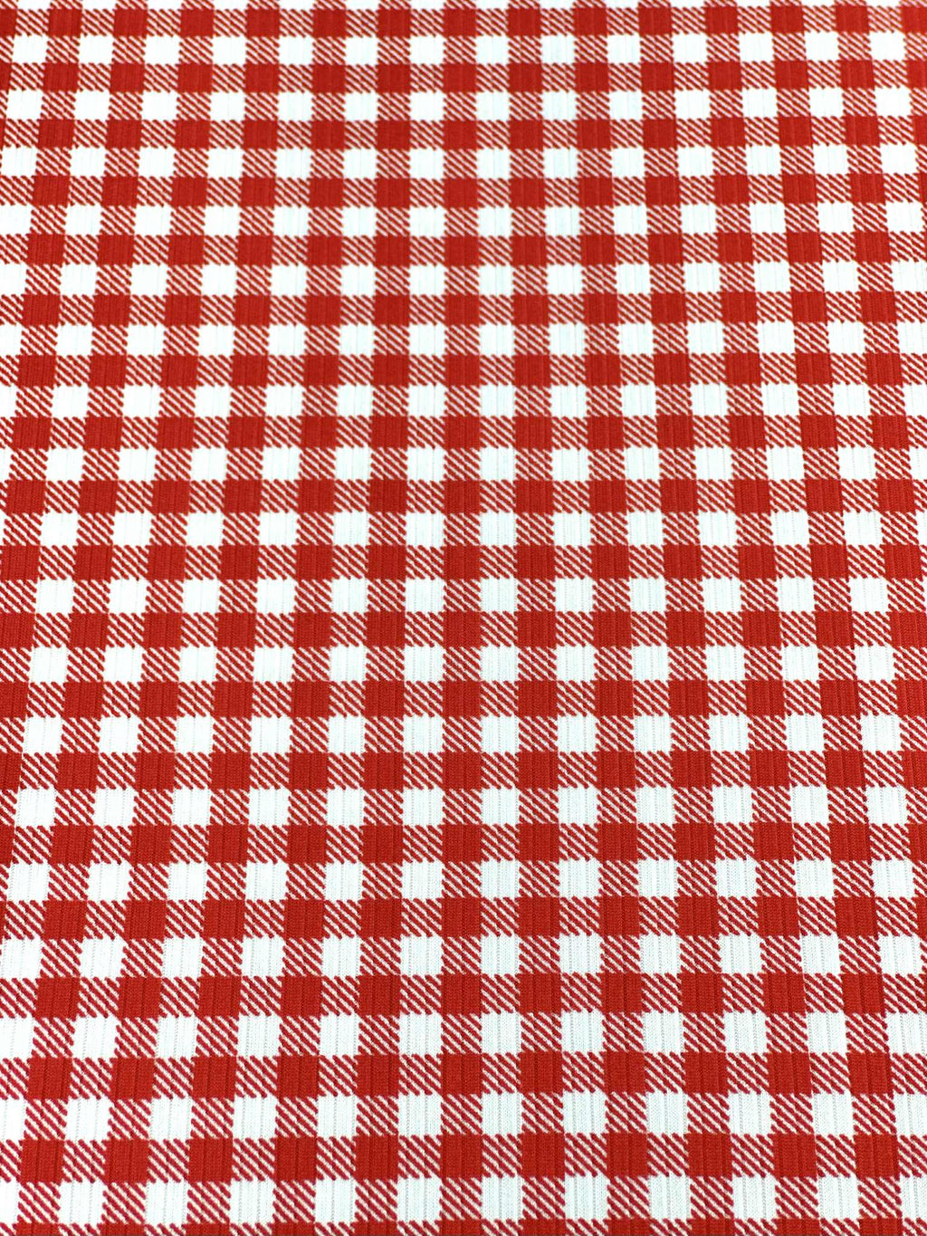 (4X2 RIB) RED AND OFF WHITE GINGHAM
