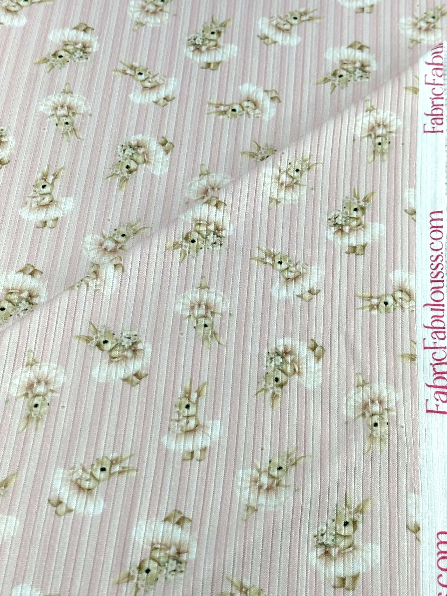 (4X2 YUMMY RIB) BALLERINA BUNNIES ON PINK STRIPES (5)