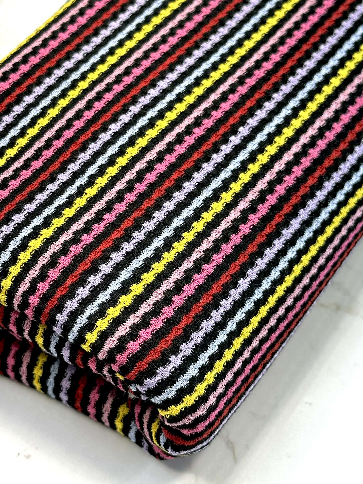 (BABY WAFFFLE) PINK, RED, LILAC, LIGHT BLUE, AND YELLOW STRIPES