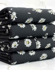 (COTTON JERSEY) WHITE FLOWERS ON BLACK