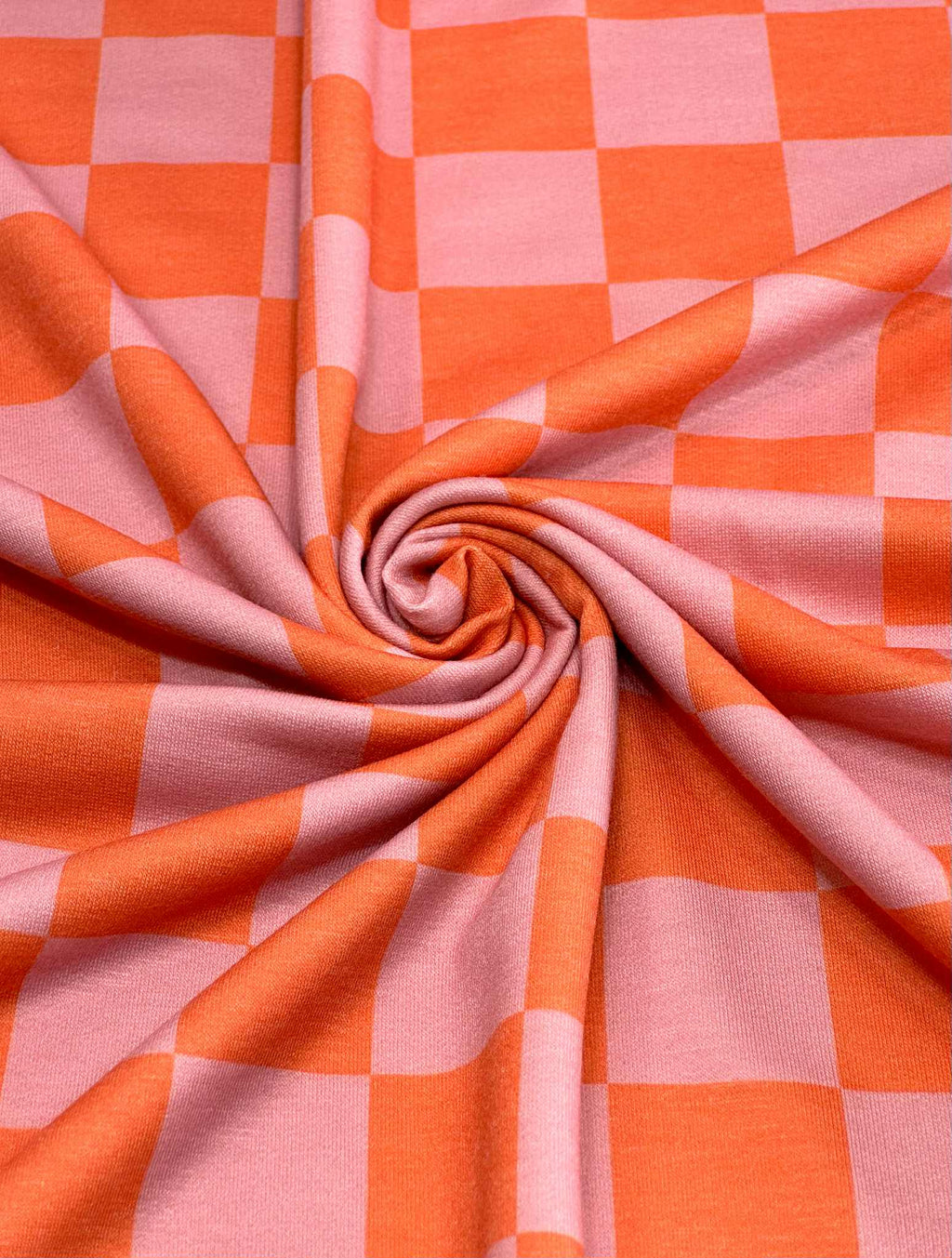 (FRENCH TERRY) ORANGE AND PINK CHECKERED