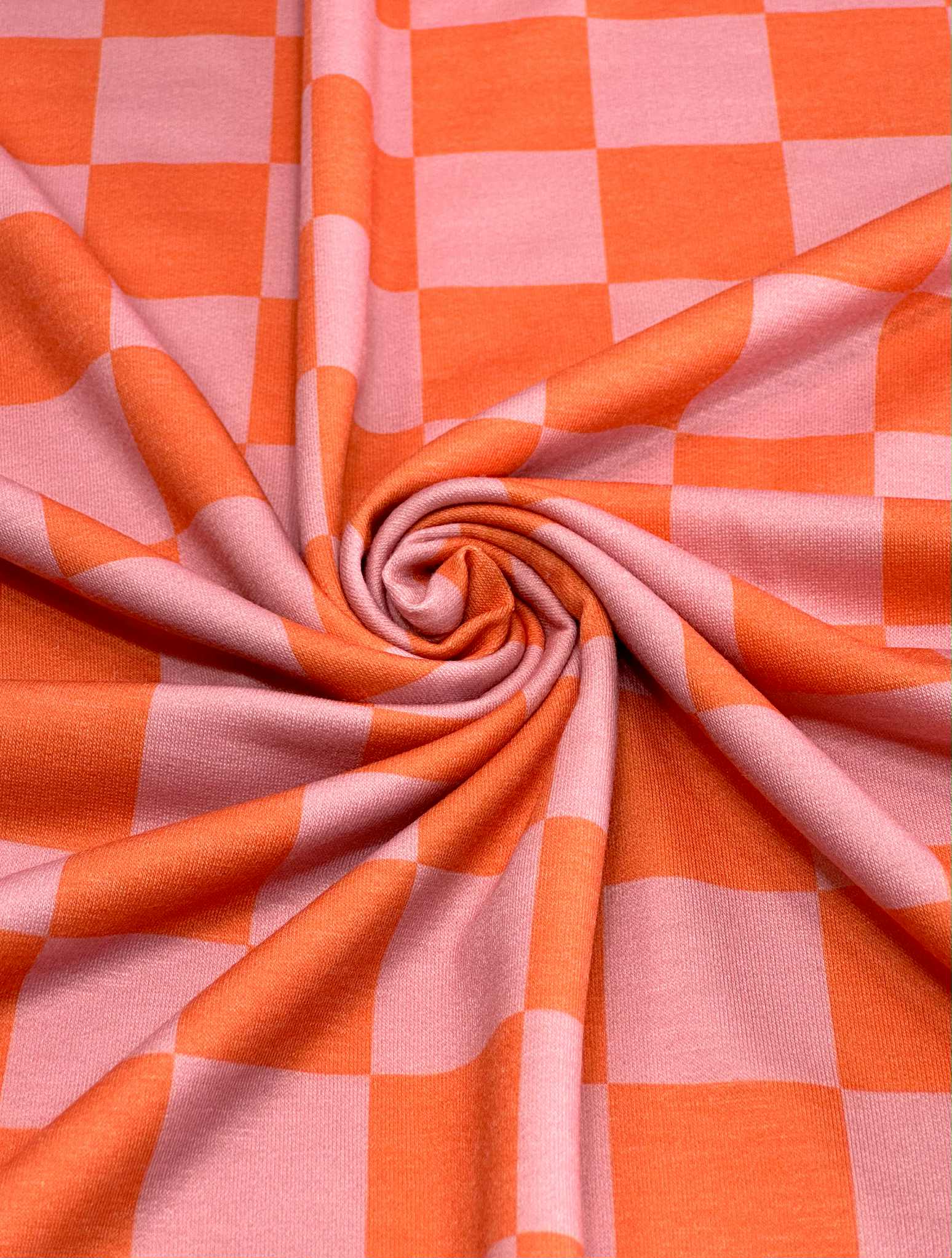 (FRENCH TERRY) ORANGE AND PINK CHECKERED