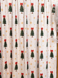 (POINTELLE RIB) CHRISTMAS TREE RED BOWS ON SHIMMER OFF WHITE