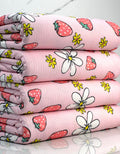 (YUMMY RIB) STRAWBERRIES AND FLOWERS ON PINK