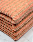 (PUCKERED STRIPE) TAN STRIPES ON SALMON