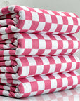 (4X2 YUMMY RIB) PINK AND OFF WHITE CHECKERED