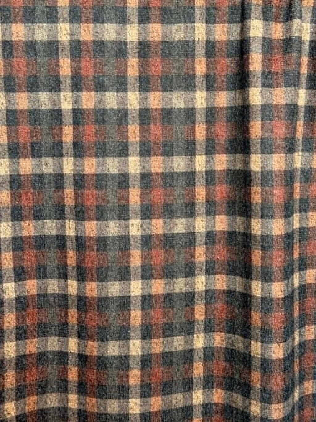 (DOUBLE KNIT) TAUPE, BROWN AND BLACK PLAID