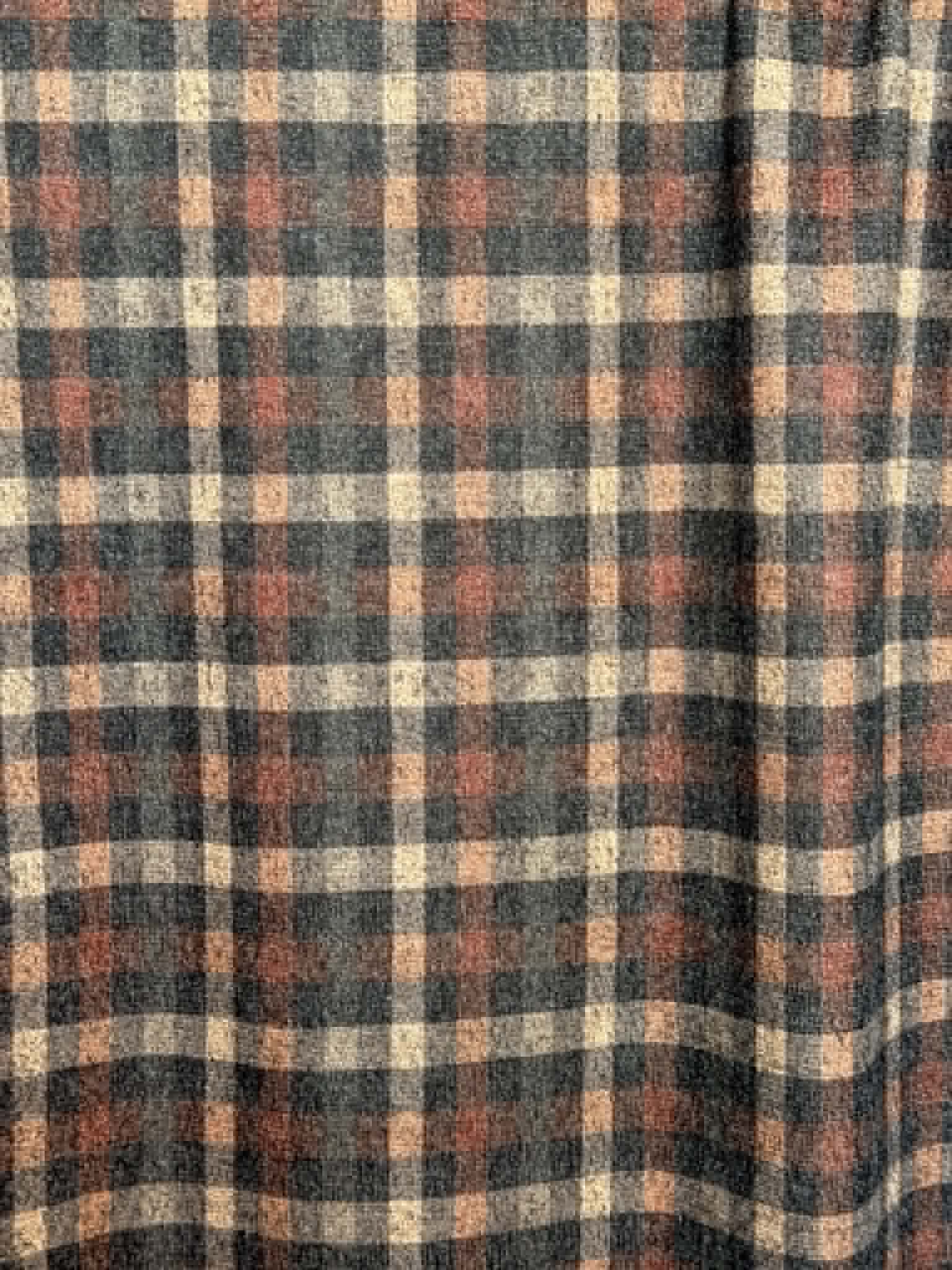 (DOUBLE KNIT) TAUPE, BROWN AND BLACK PLAID