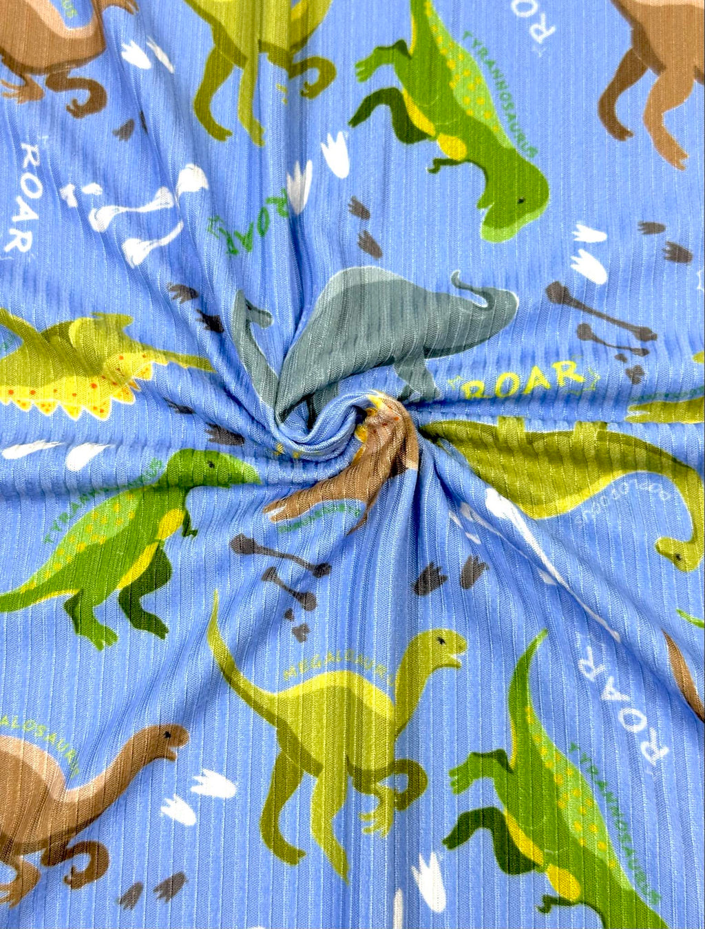 (YUMMY RIB) GREEN, BROWN, AND ALOE DINOSAURS ON BLUE (1)