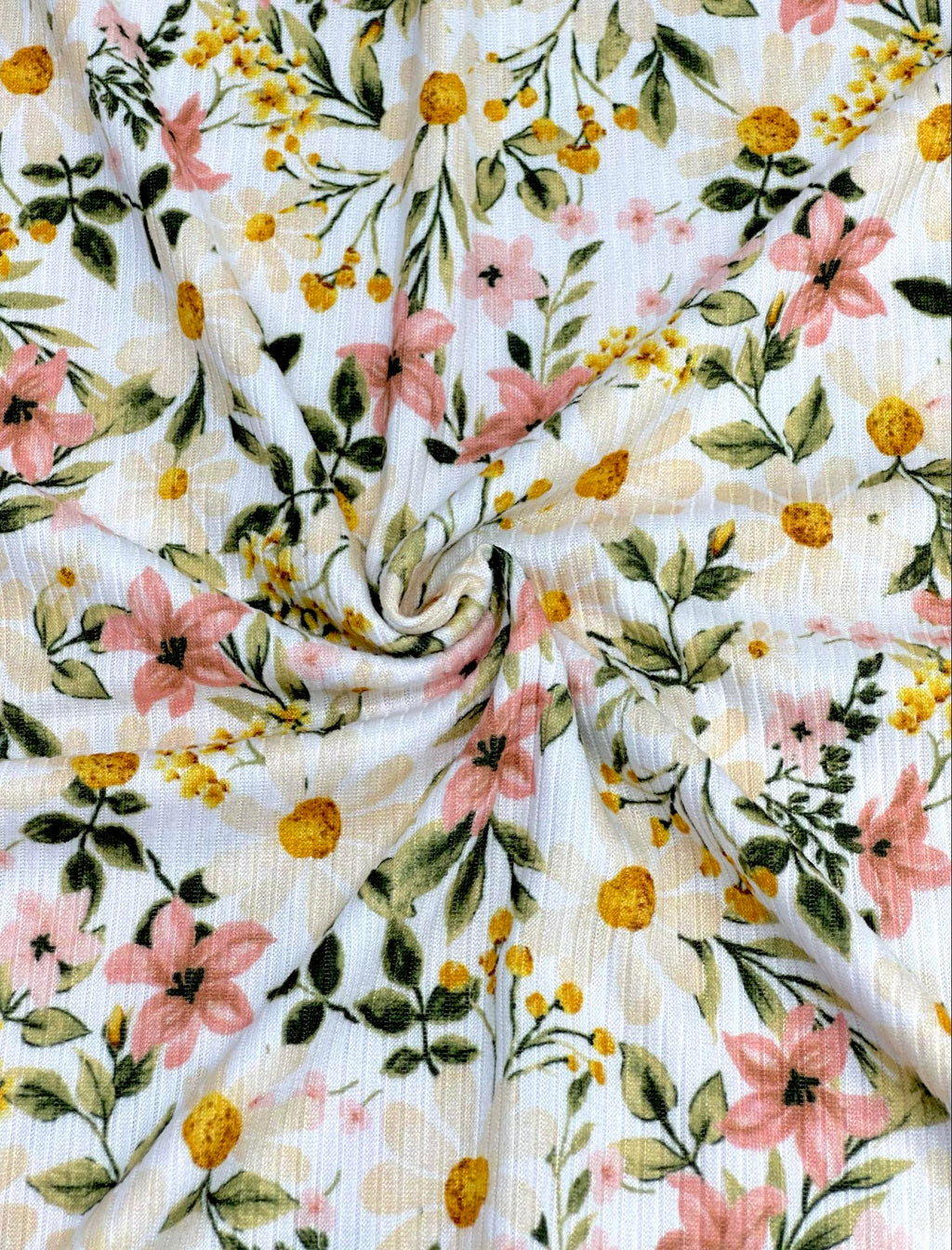 (YUMMY RIB) BLUSH AND IVORY FLOWERS ON OFF WHITE(3)