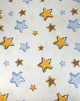 (DBP) BLUE, MUSTARD, AND BROWN STARS ON CREAM