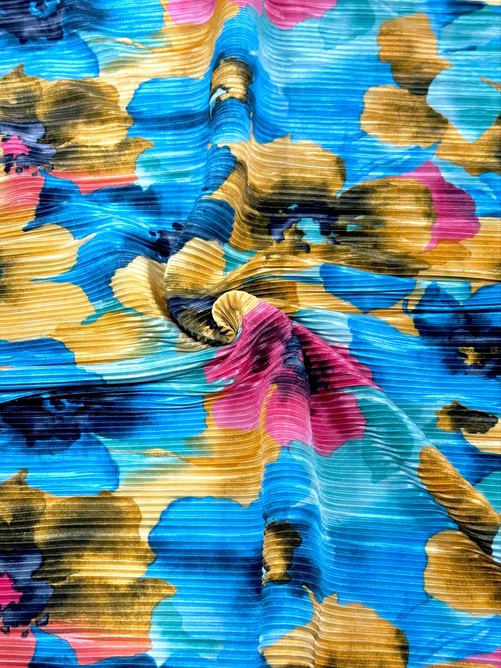 (PLEATED) YELLOW, BLUE, AND PINK FLORAL