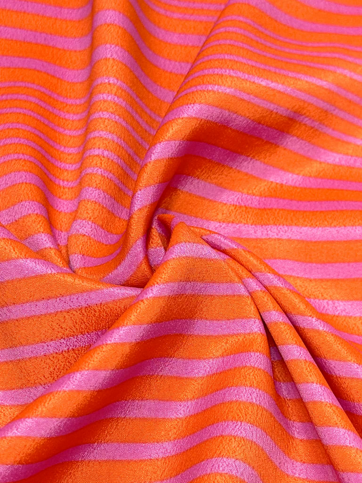 (WOVEN) PINK STRIPES ON RED