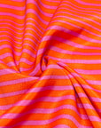 (WOVEN) PINK STRIPES ON RED