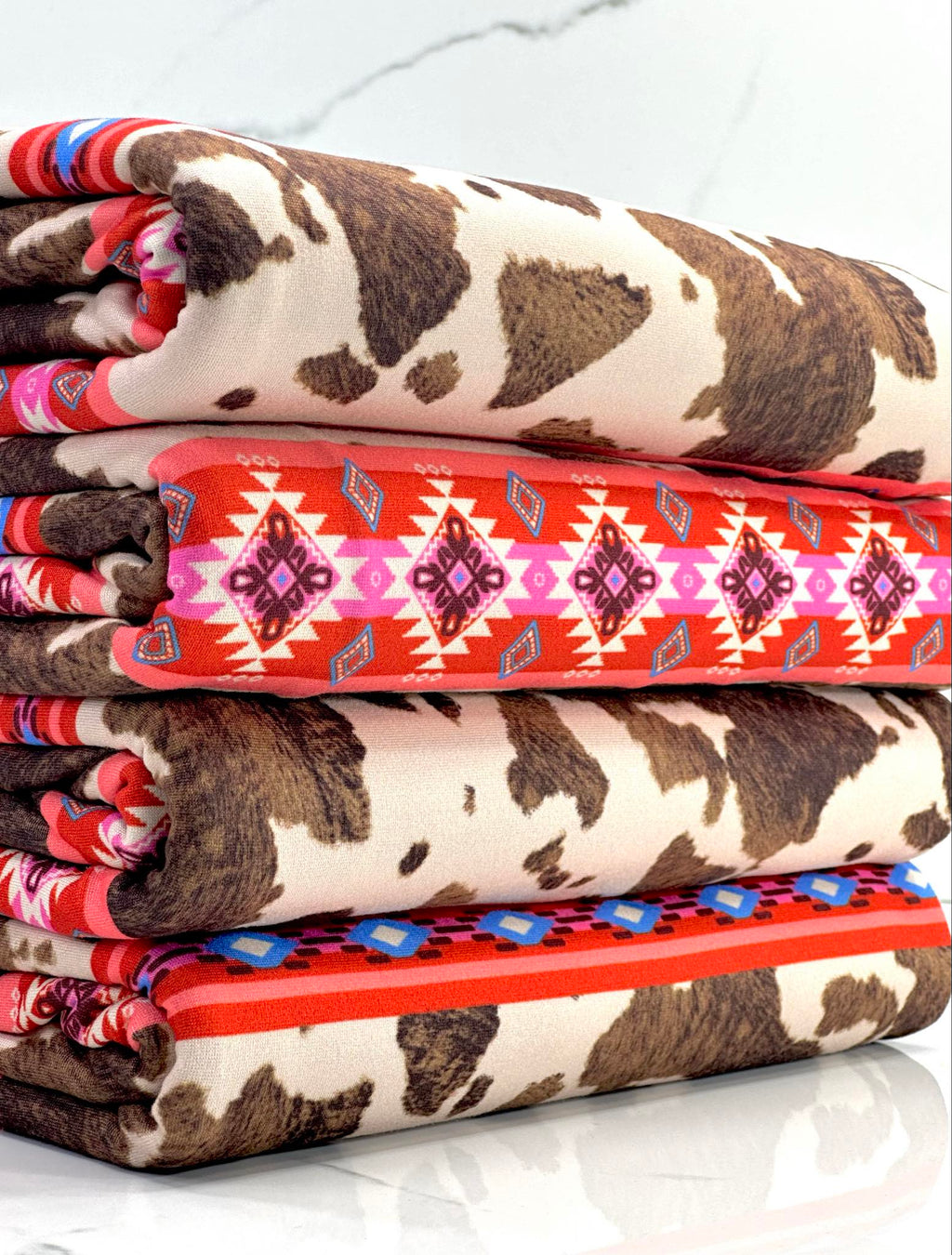 (DBP) CORAL PATTERN AND BROWN COW FUR PRINT
