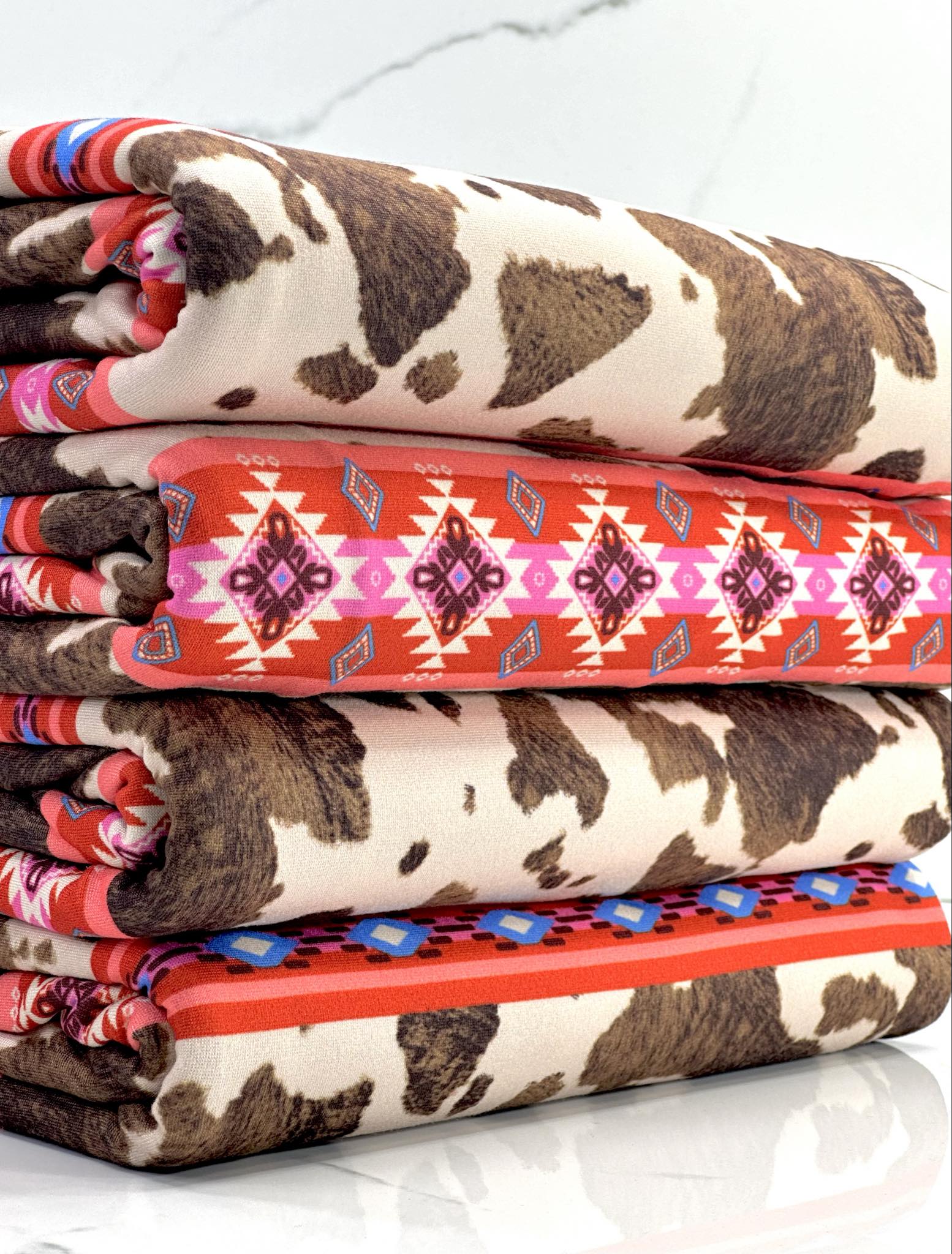 (DBP) CORAL PATTERN AND BROWN COW FUR PRINT