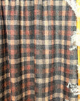 (DOUBLE KNIT) TAUPE, BROWN AND BLACK PLAID