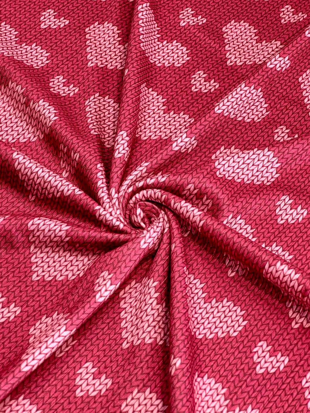 (4X2 YUMMY RIB) PINK KNIT HEARTS ON VINTAGE STRAWBERRY