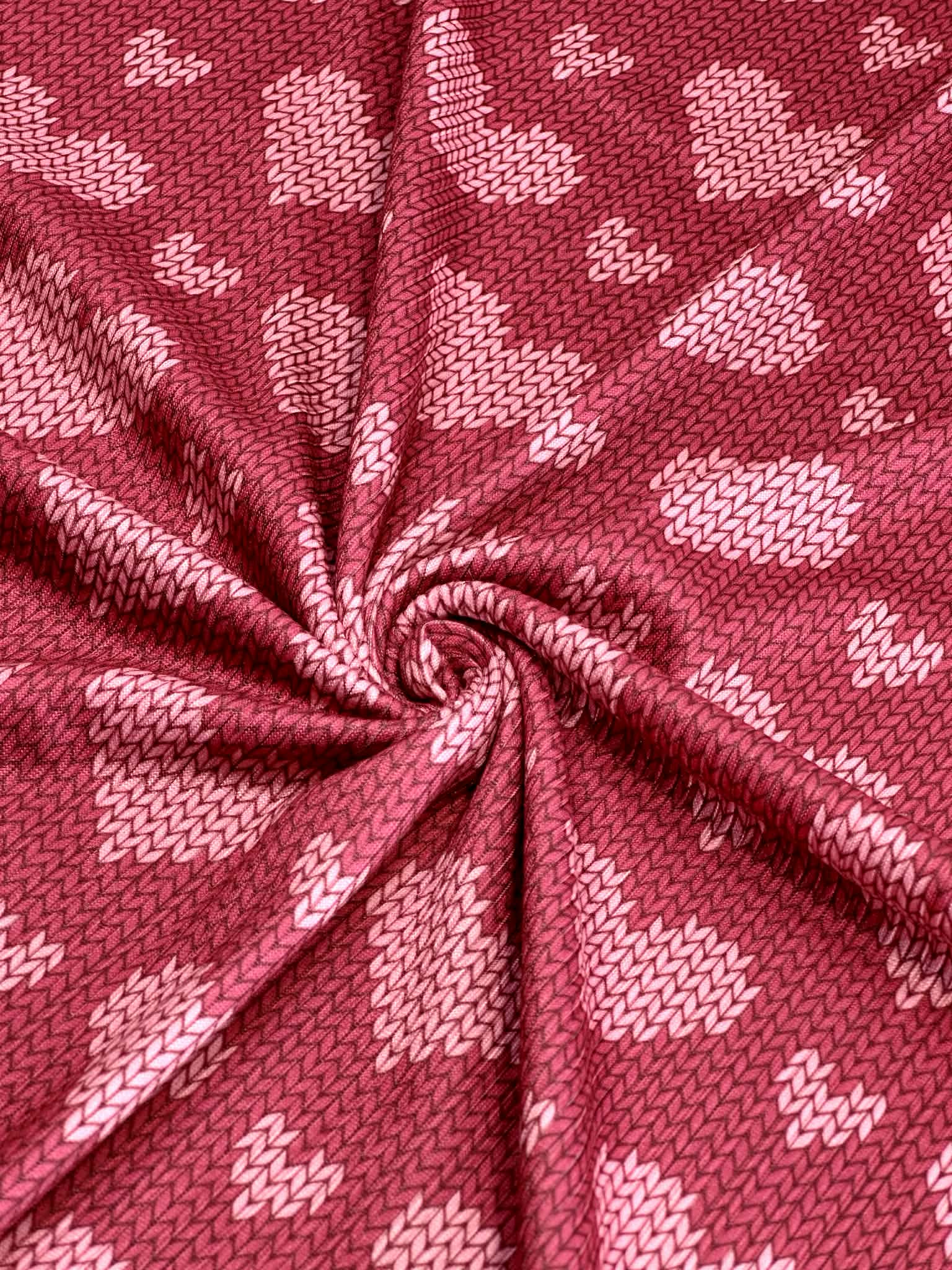 (4X2 YUMMY RIB) PINK KNIT HEARTS ON VINTAGE STRAWBERRY