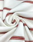 (RIB) RED AND ORANGE THIN STRIPES ON IVORY