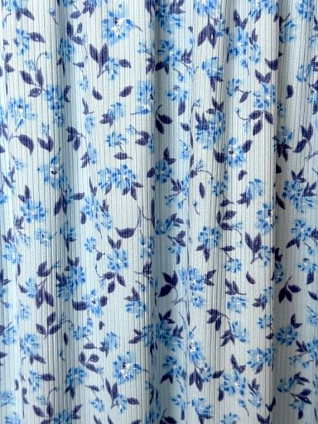 (4X2 RIB) BLUE AND NAVY FLOWER PATTERN ON LIGHT BLUE