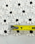 (TRIM) EMBROIDERED WHITE FLOWERS WITH BLACK