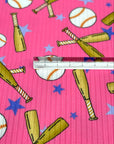 (YUMMY RIB) BASEBALLS AND BATS ON PINK