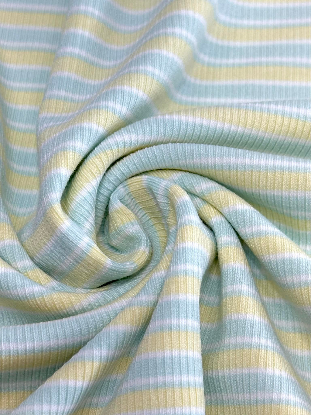 (RIB) SOFT YELLOW AND MINT STRIPES