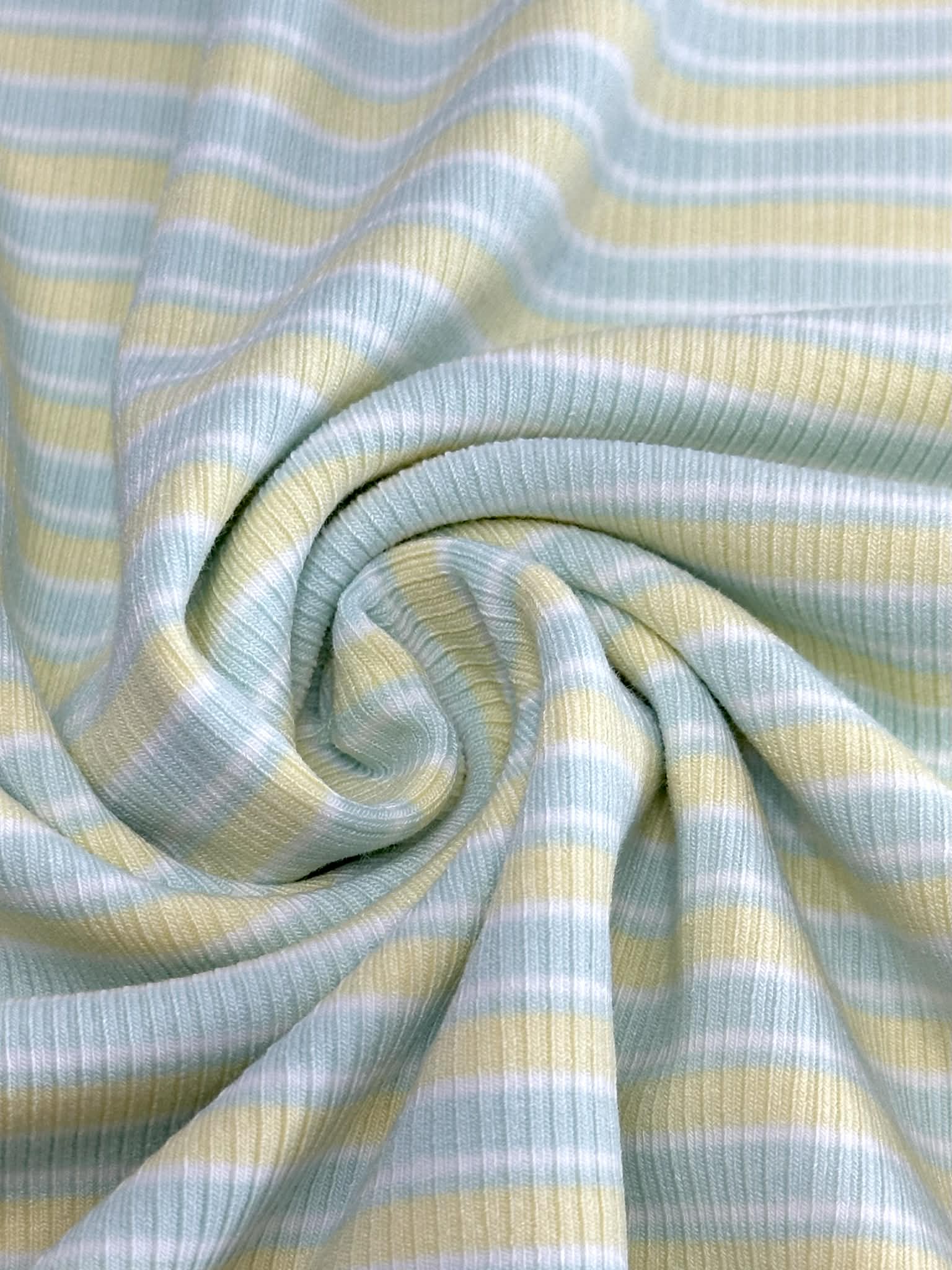 (RIB) SOFT YELLOW AND MINT STRIPES