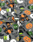 (FRENCH TERRY) TRICK OR TREAT AND PUMPKINS ON GRAY (2)