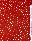 (4X2 RIB) TINY OFF WHITE POLKA DOTS ON RED