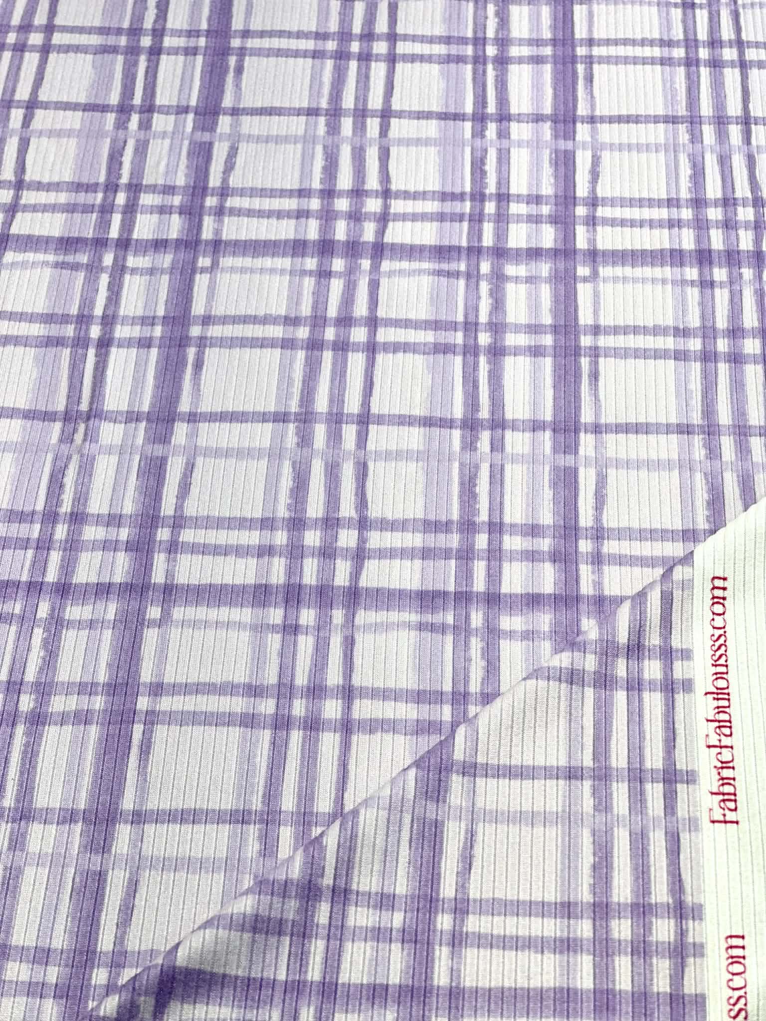 (4X2 YUMMY RIB) LAVENDER PLAID ON LILAC