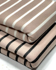 (COTTON FRENCH TERRY) BLACK STRIPES ON MOCHA