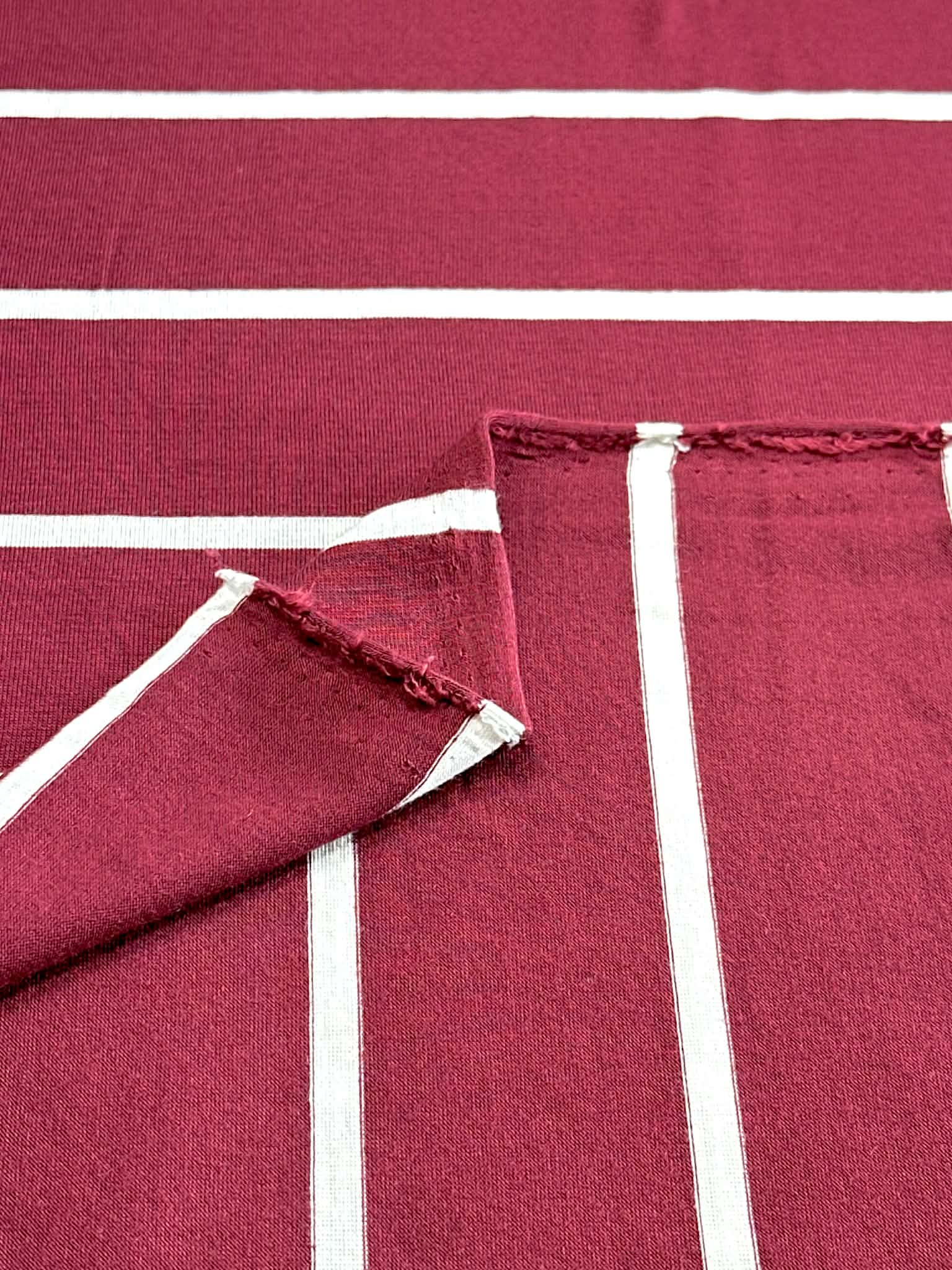 (RAYON MODAL) OFF WHITE STRIPES ON BURGUNDY (1)