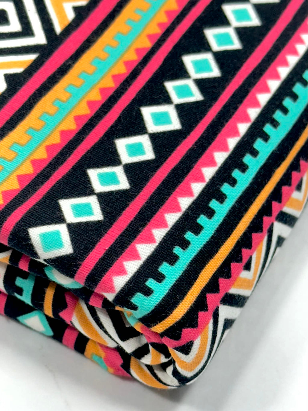 (KNIT) ORANGE, PINK, AQUA, AND BLACK DIAMOND PATTERN