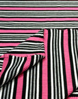 (RIB) HOT PINK, BLACK, GRAY AND OFF WHITE STRIPES