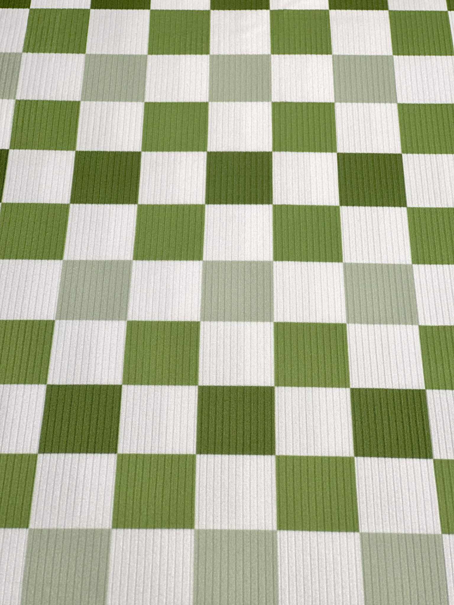 (4X2 RIB) SAGE GREEN AND OFF WHITE CHECKERED