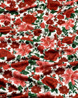 (4X2 RIB) RED HATTIE FLOWER PATTERN ON IVORY