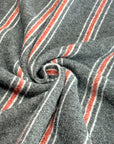 (BRUSHED SWEATER KNIT) RED AND OFF WHITE STRIPES ON VINTAGE BLACK