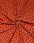 (4X2 RIB) TINY OFF WHITE POLKA DOTS ON RED