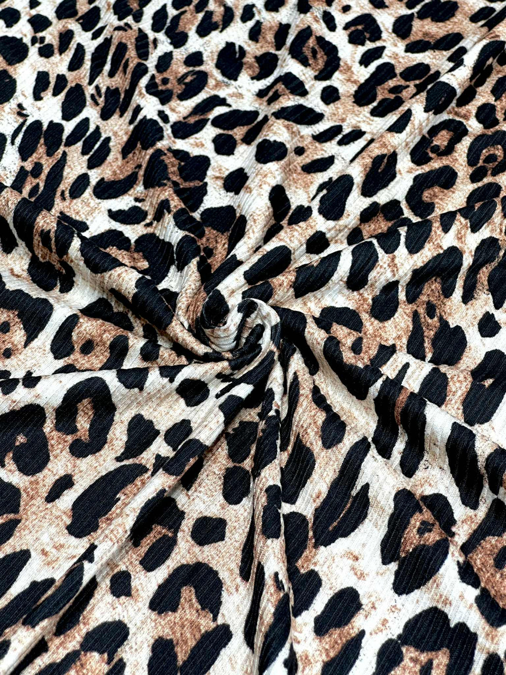 (4x2 YUMMY RIB) BROWN CHEETAH ON IVORY