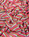 (EMBROIDERED KNIT) HOT PINK, PURPLE, BLUE AND BROWN STRIPES