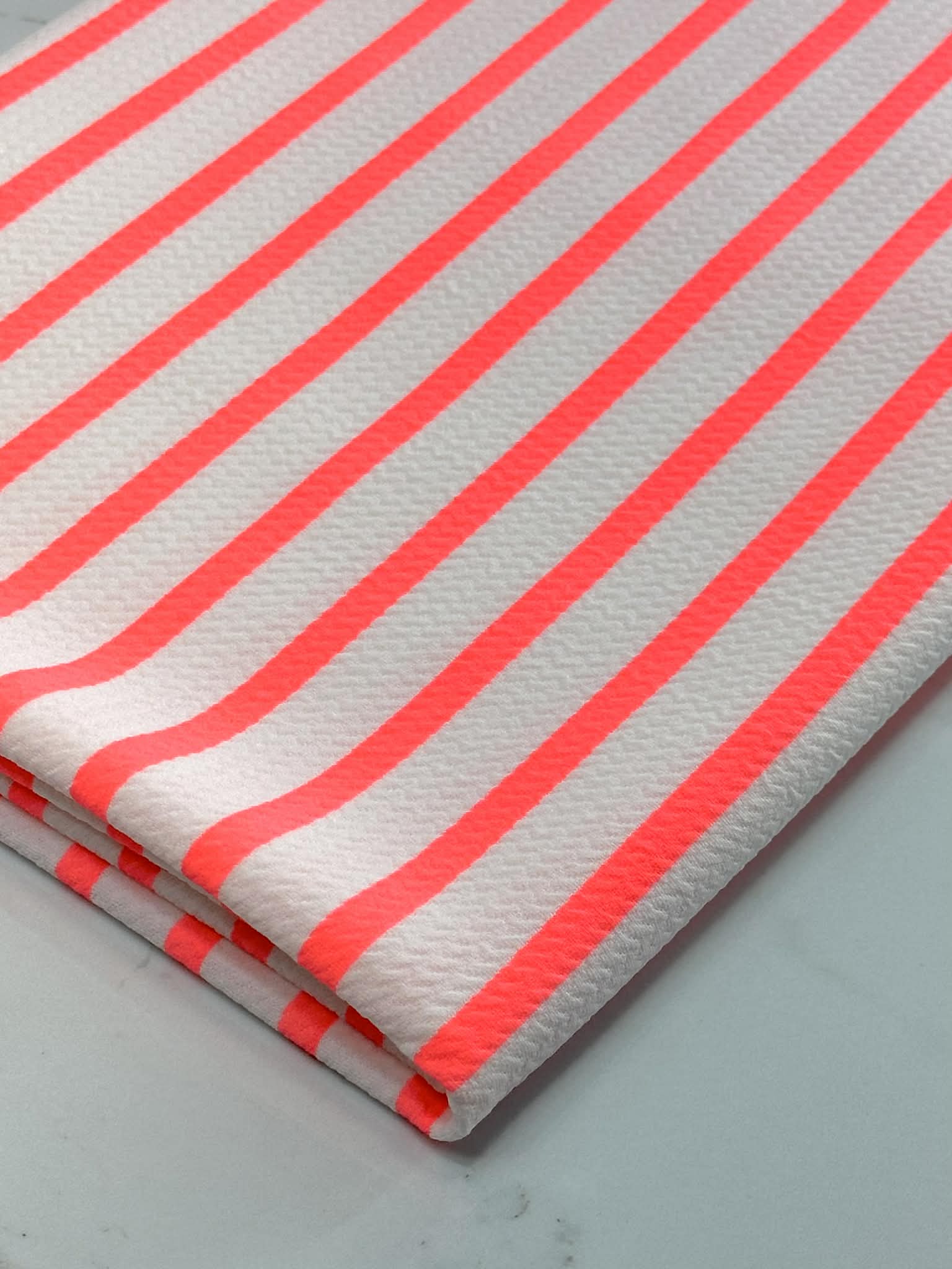 (BULLET) NEON CORAL STRIPES ON OFF WHITE